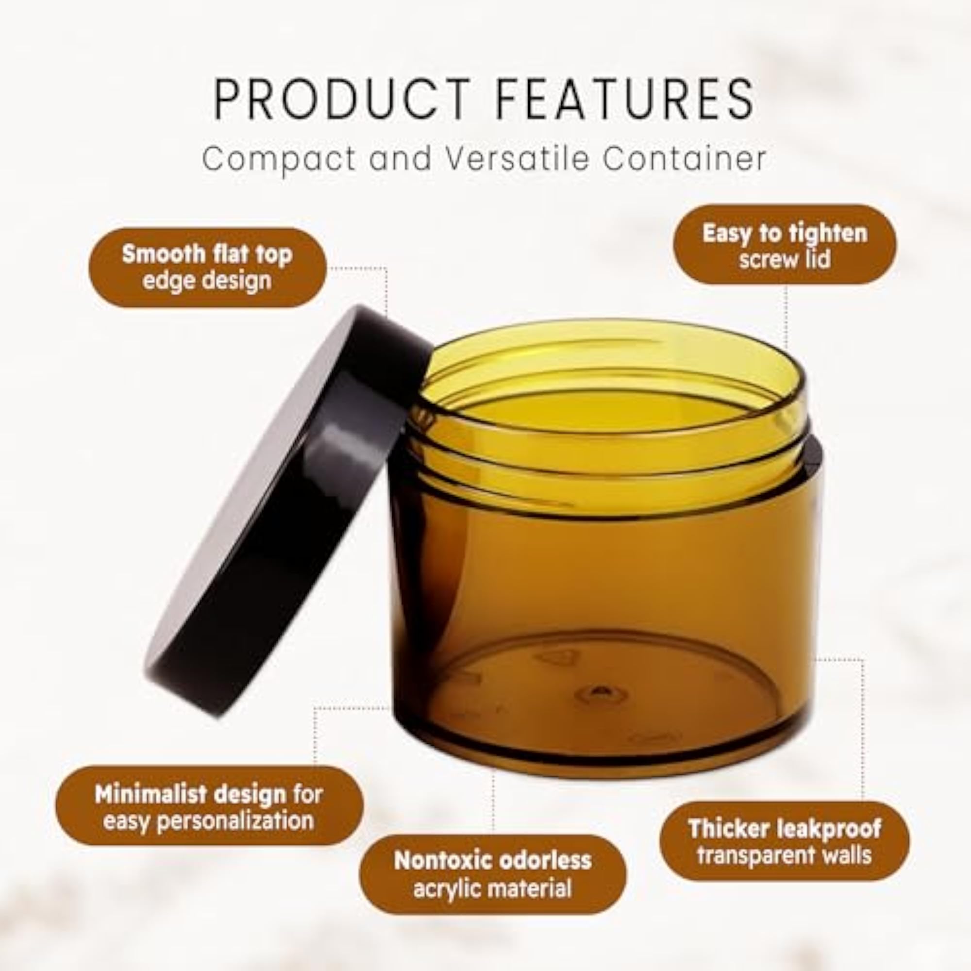 60 Grams Round Amber Clear Plastic Container Jars